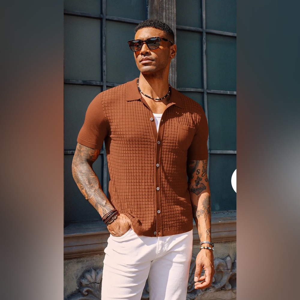 Paul Jones Men's Short Sleeve Knit Polo Shirt - Orange